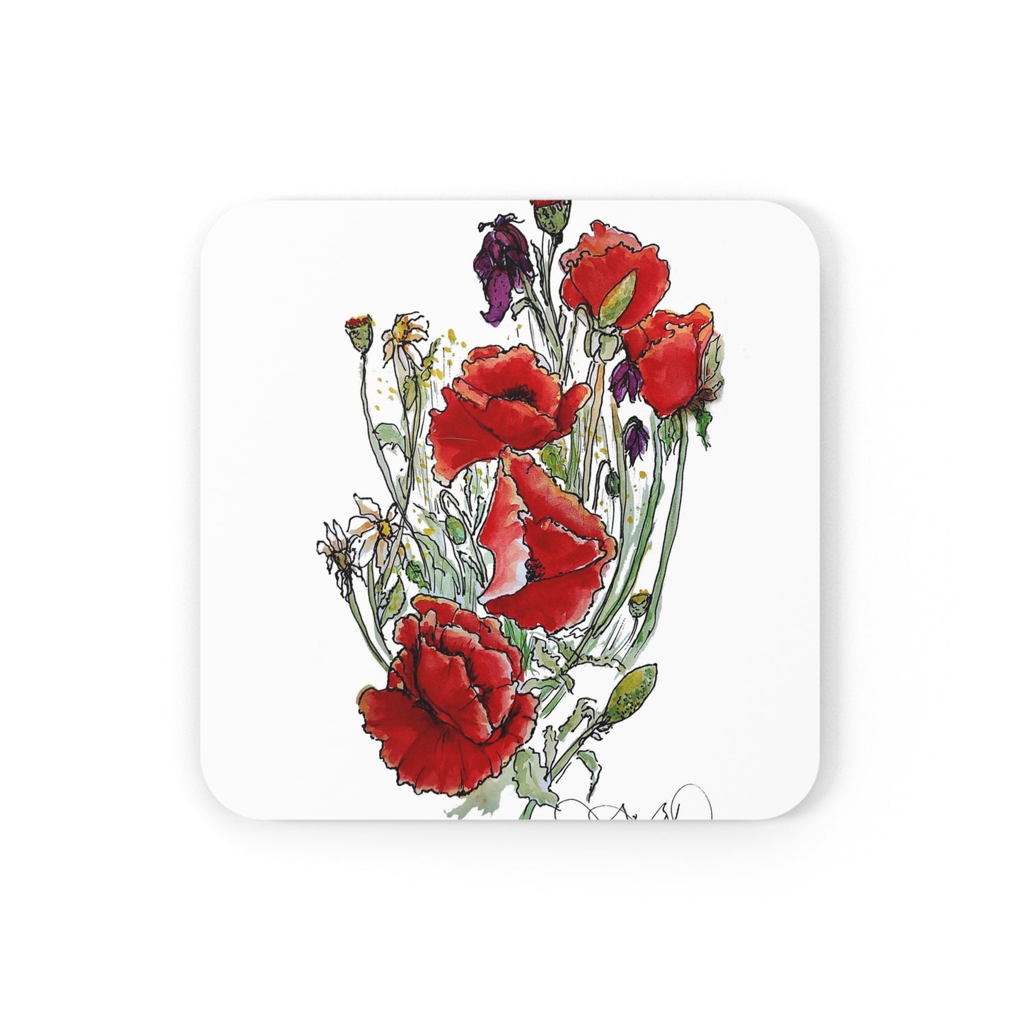"Morning Reds" Corkwood Coaster Set