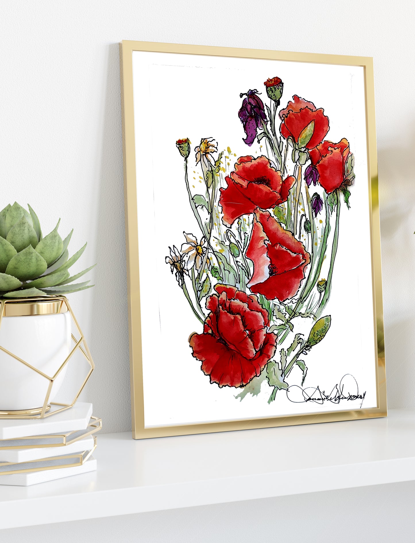 "Morning Reds" Watercolor Painting: Art Print