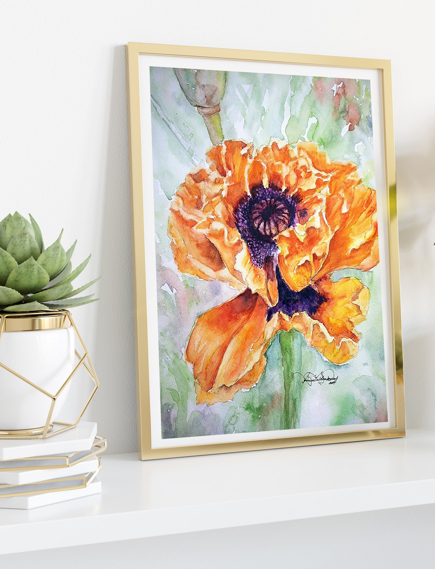 Orange Sherbet Watercolor Painting: Art Print