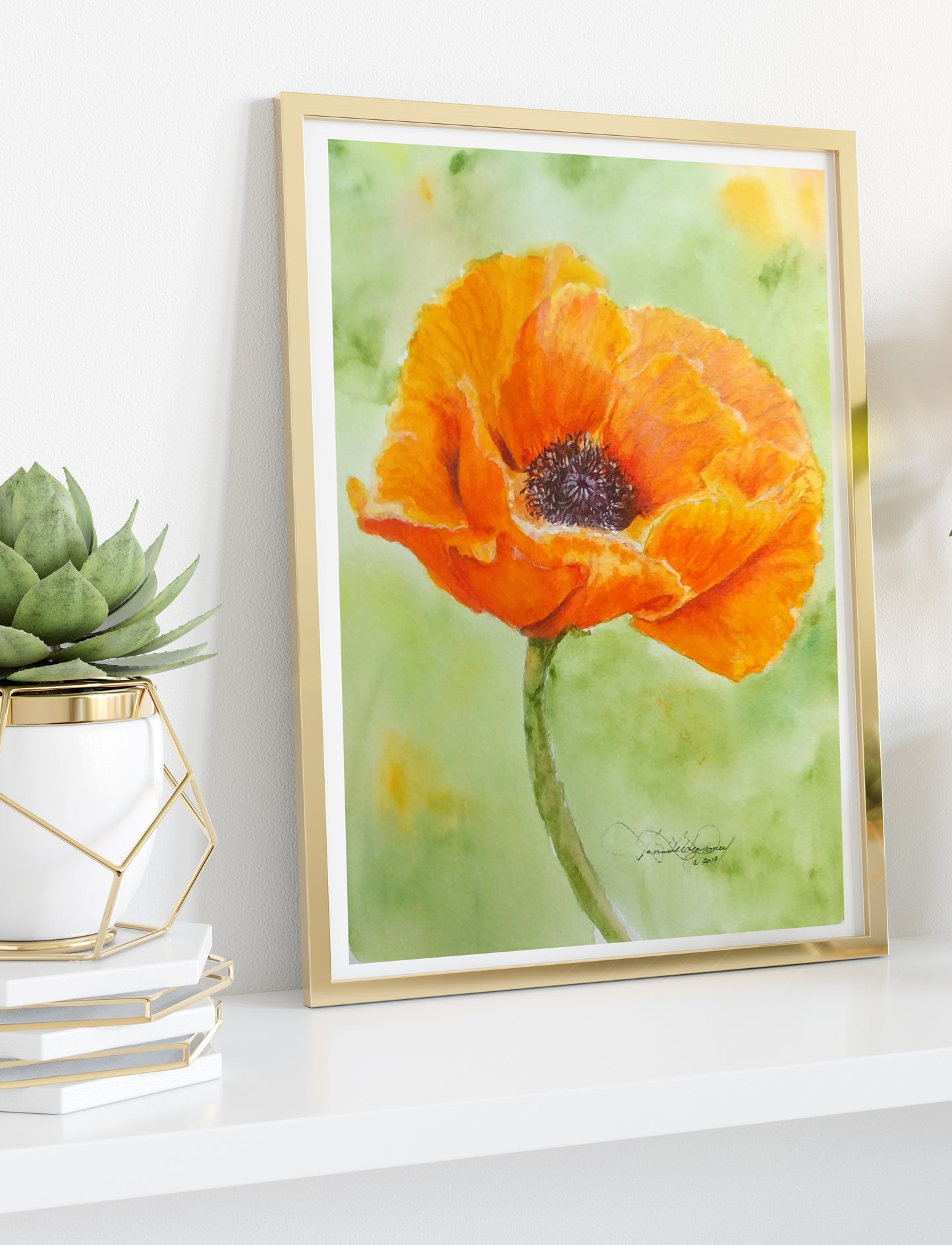 Passionate Orange Watercolor Art: Art Print