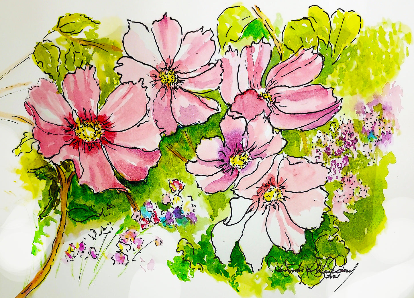 Passionate Pink Watercolor Painting: Art Print