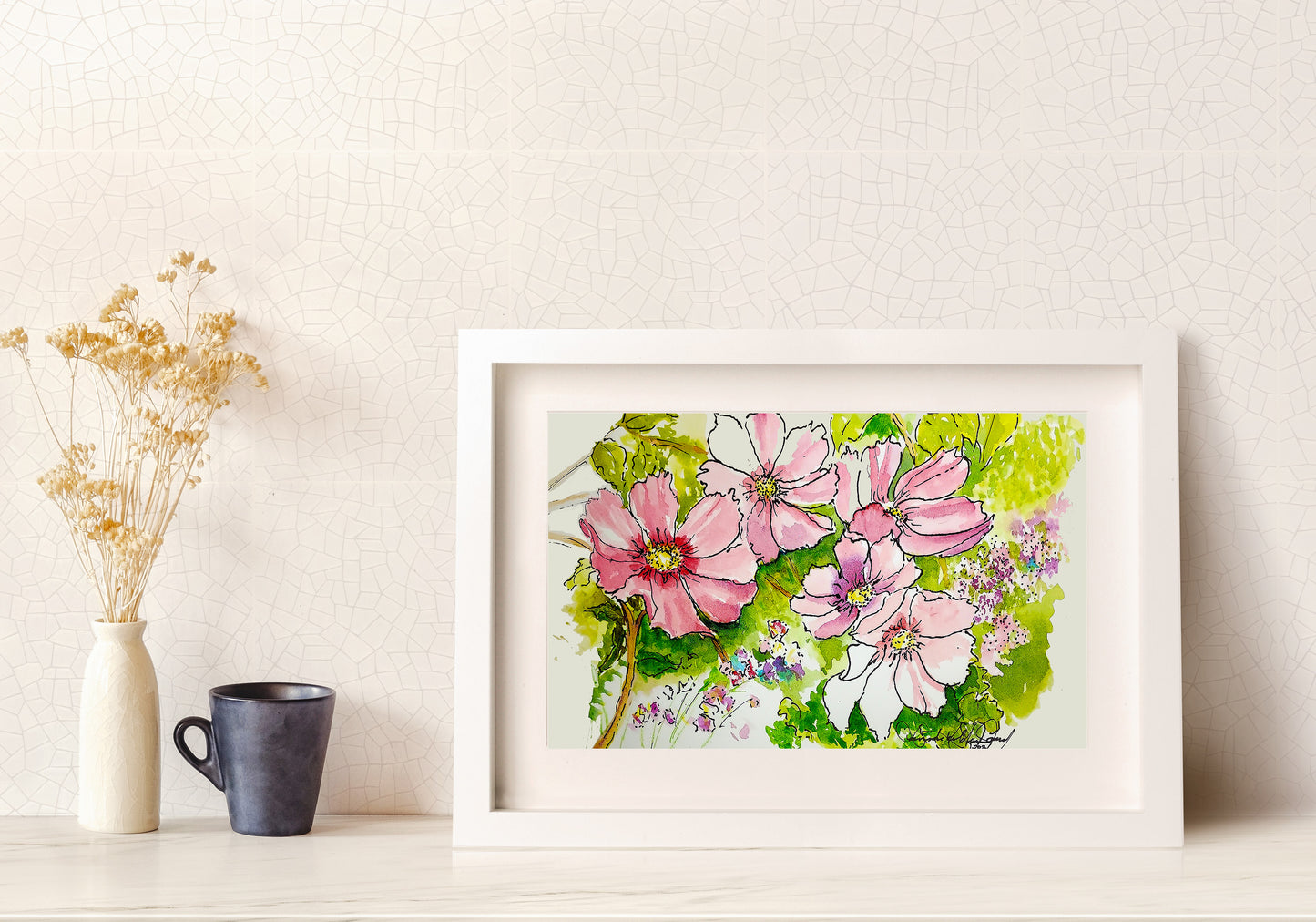 Passionate Pink Watercolor Painting: Art Print