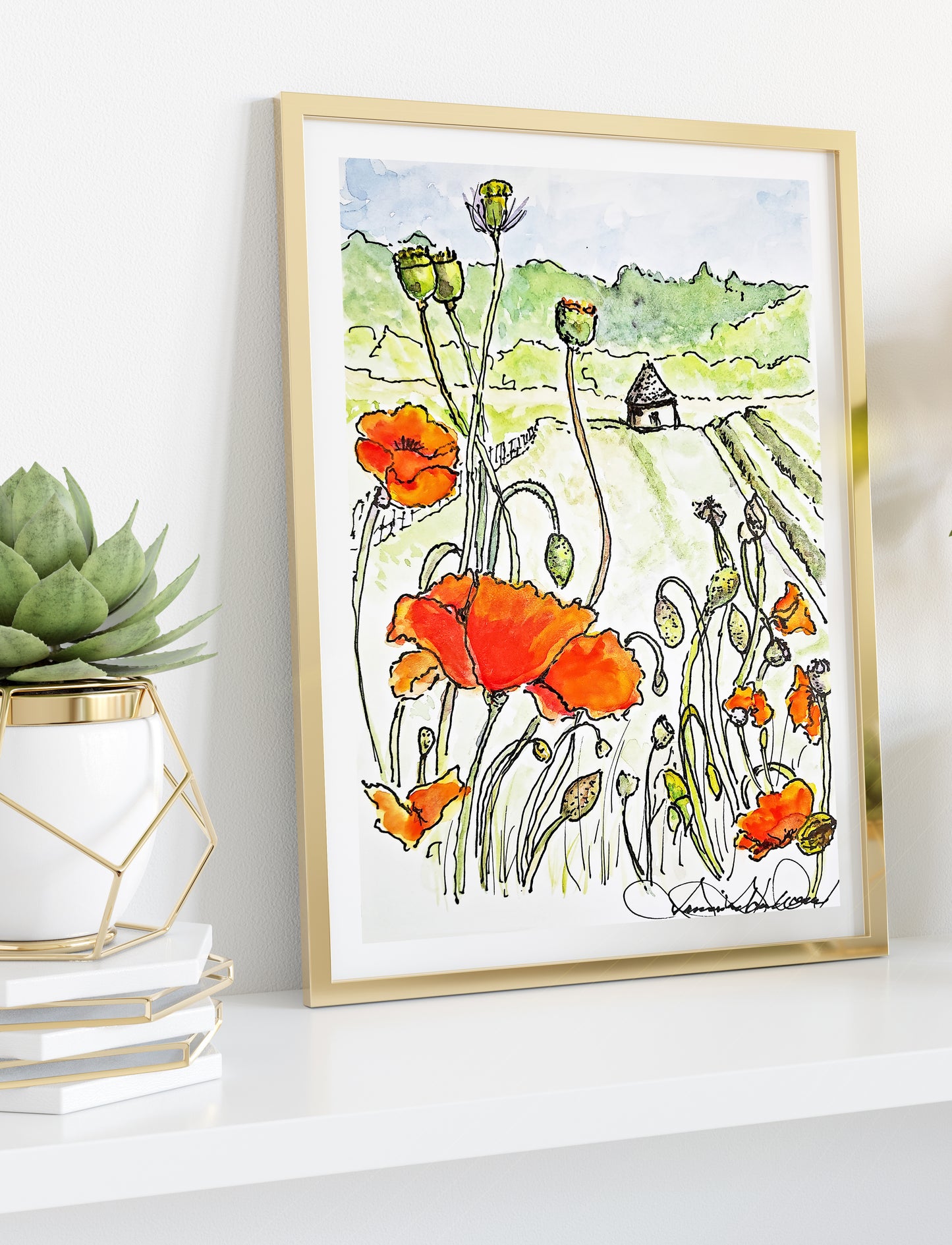 Red's Farm Watercolor Painting: Art Print