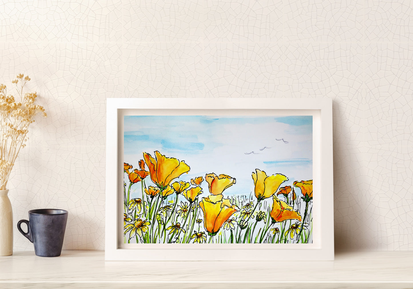 Touching the Sun Watercolor Art: Art Print