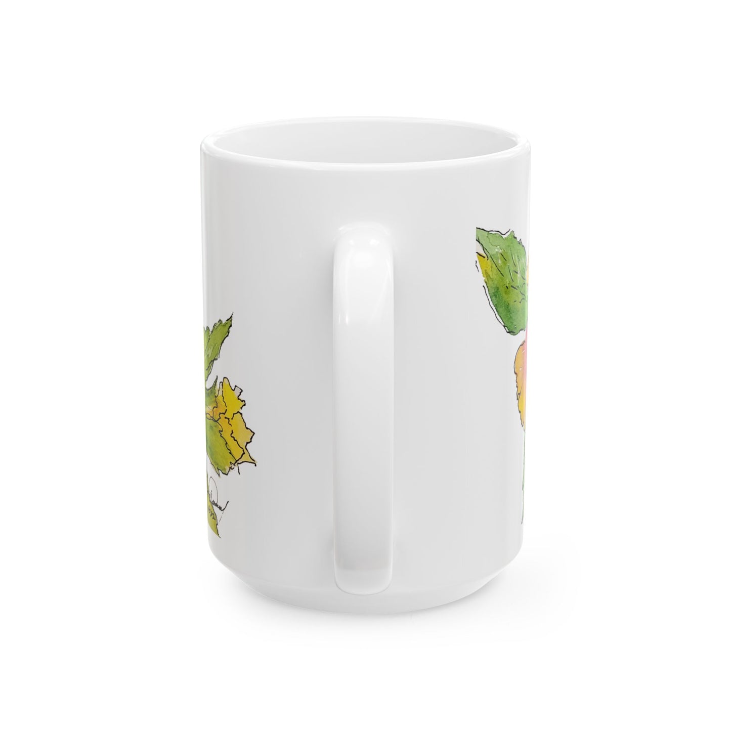 Hibiscus Watercolor Ceramic Mug – Tropical Floral Coffee Cup (11oz & 15oz)
