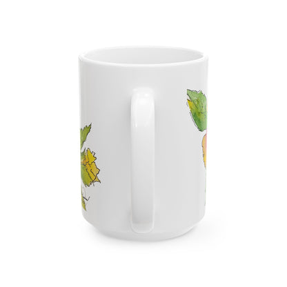 Hibiscus Watercolor Ceramic Mug – Tropical Floral Coffee Cup (11oz & 15oz)
