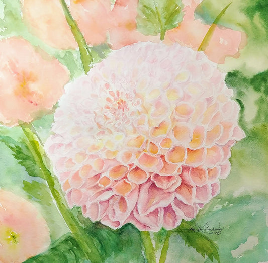 Nicole's Dahlia Watercolor Art: Art Print