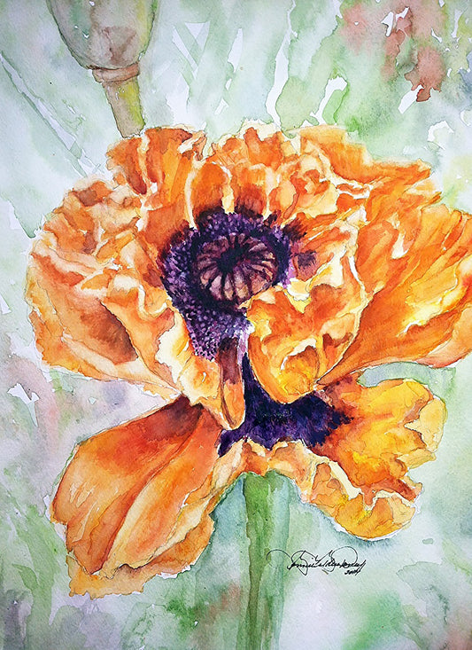 Orange Sherbet Watercolor Painting: Art Print