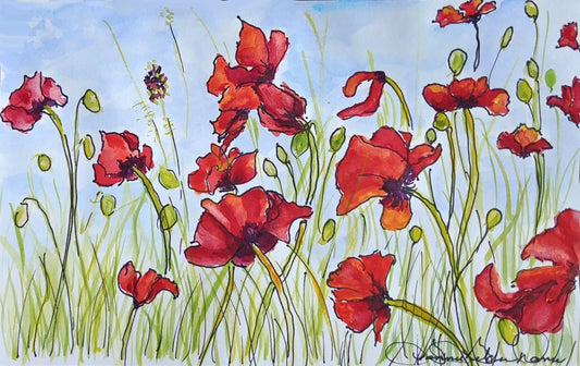 Oregon Red's Watercolor Painting:  Art Print